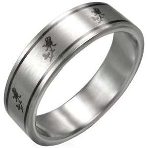  Rose Flower Design Stainless Steel Ring 6 Jewelry