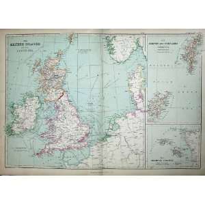  1872 Blackie Geography Maps British Isles Orkney Island 