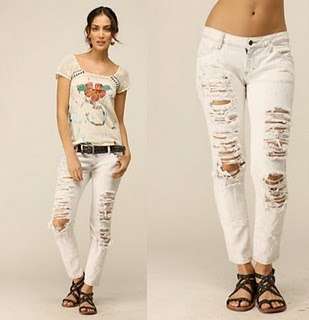 Forever 21 NEW destroyed/ripped white skinny jeans 25  