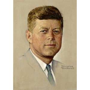 Norman Rockwell: 21W by 30H : John F. Kennedy CANVAS Edge #1: 3/4 