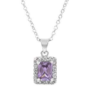  Robyns Purple Emerald Cut CZ Pendant Necklace Emitations 