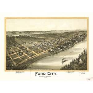 com Historic Panoramic Map Ford City, Armstrong County, Pennsylvania 