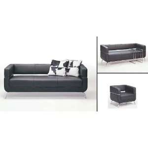  F51 Contemporary Black Leather Sofa Set: Home & Kitchen