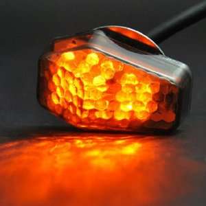 Amber LED Light Smoke Lens Flush Mount Motorcycle Turn Signals For 