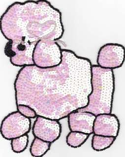 25 Pink french Poodle Sequin Applique  