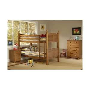  Shutter Pecan 3 Piece Bunk Bedroom Set: Furniture & Decor