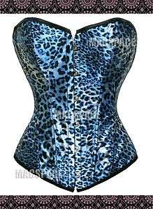 Blue Black Leopard Print Cool Bustier Corset Top XL  