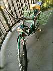 Antique Retro Hawthorne Aqua Green Cruiser Bike with baskets and light