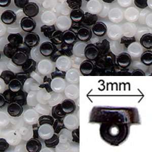 Black White Mix 3mm Tiny Shank Doll Buttons 144 pieces  
