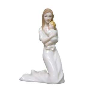   Figurine of Slim Mother Kneeling and Hugging Baby