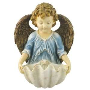  Little Angel Holding Sea Shell Holy Water Font Sculpture 