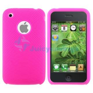 Pink+Red Case+Privacy Protector for iPhone 3 G 3GS OS  