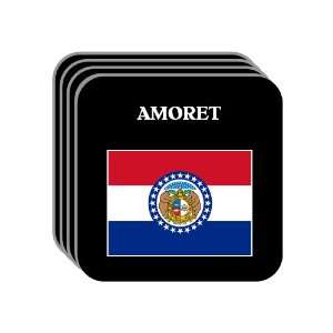 US State Flag   AMORET, Missouri (MO) Set of 4 Mini Mousepad Coasters