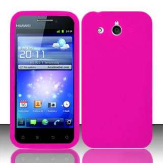 For Cricket Huawei Mercury M886 Hot Pink Rubber Gel Silicone Skin Case 