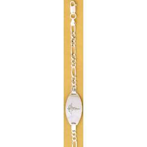   Bracelet, 8 in long, 5mm wide Figaro w/1.125 in. Engraveable Plate