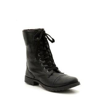  Womens Combat Riding Mid Calf Boots SKIN: Shoes
