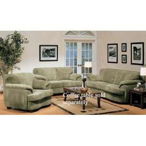  Sofa Couch Loveseat Chair Set Sage Plush Microfiber