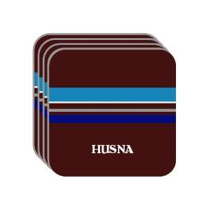 Personal Name Gift   HUSNA Set of 4 Mini Mousepad Coasters (blue 
