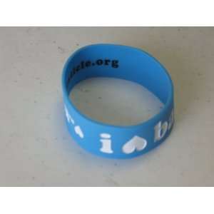   Silicone Rubber Bracelet I Heart Balls Save a Pair Color Blue/white