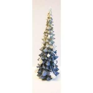  Blue Winter Tree with Snow & Glitter Holiday Figurine 