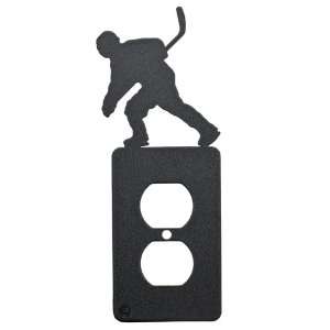  Hockey Black Metal Power Outlet Plate Cover