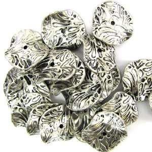  25 26mm silver plated CCB twist coin beads