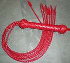WHIP, 31 Red Round Braid Lash Leather Cat o Nine Tail, Red Cat of 