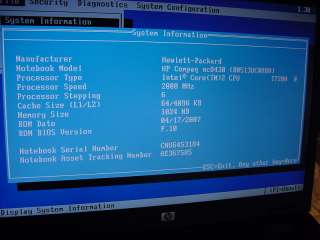   Laptop w/ Intel Core 2 Duo T7200 2.0GHz 1gb DVD/RW WiFi    incomplete
