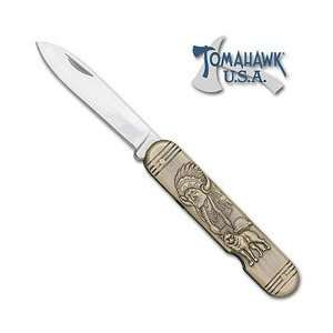 Tomahawk Folding Knife Indian Chief Handle Sports 