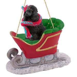  Poodle Black Dog Sleigh Holiday Christmas Ornament: Home 