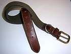   LOGO LEATHER AND CANVAS BELT WITH BRASS BUCKLE  SZ 36  MADE IN USA