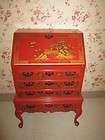Maddox Chinoiserie Red Gold Decorated Drop Lid Secretary Desk 