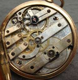 Locle Emile Jacot Swiss Enamel and 14k Gold Pocket Watch Key Wind 