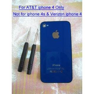 Iphone 4 Back Cover Housing, Blue Glass Battery Door, Replacement Back 