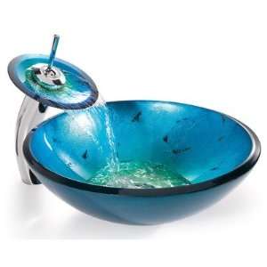  Kraus C GV 204 12mm 10 Clear Glass Irruption Blue Sink and 