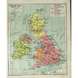  1935 Map British Isles Climate Vegitation Rainfall