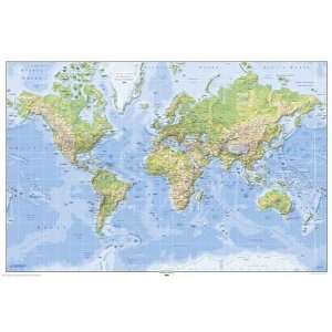   Map Physical Map English POSTER measures 36 x 24 inches (91.5 x 61cm
