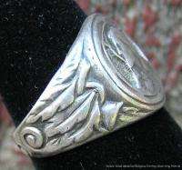   Silver Ring w Double Sided Religious Medallions of Jesus & Mary  