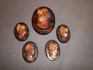 Brown Faux Tiger Eye Cameo pieces   Jewelry Making  