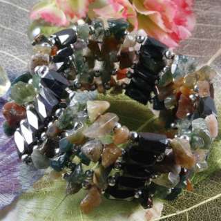 MAGNETIC HEMATITE INDIAN AGATE BEADS BRACELET NECKLACE  