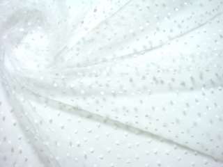 R01 Little White heart Print Net/Mesh Fabric by Yard  