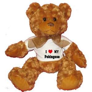 I Love/Heart Pekingese Plush Teddy Bear with WHITE T Shirt 