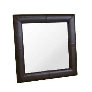  Baxton Furniture Studios Livio Leather Frame Mirror, Dark 