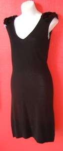 ROMEO & JULIET COUTURE black sweater PARTY dress with sequin shoulders 