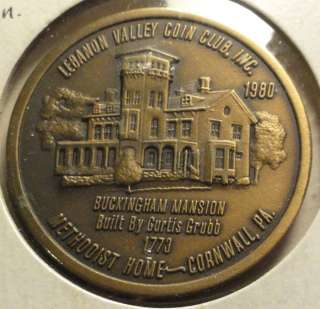 Cornwall Pennsylvania 1980 Lebanon Valley Coin Club Numis Medal 35mm 
