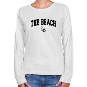 Long Beach State 49ers Ladies White Logo Arch Long Sleeve Classic Fit 