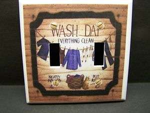 Laundry Room Wash Day Light Switch Cover DBL V218  