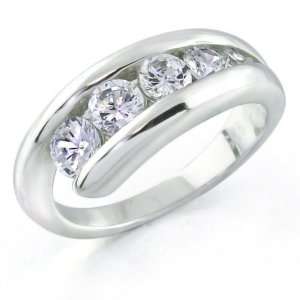 Bling Jewelry Sterling Silver Classic CZ Journey Wedding Band Ring   7