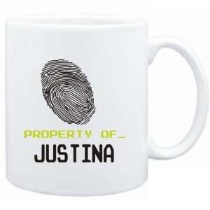 Mug White  Property of _ Justina   Fingerprint  Female 