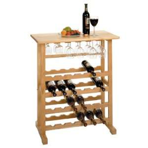  24 Bottle Wine Rack with Glass Rack: Home & Kitchen